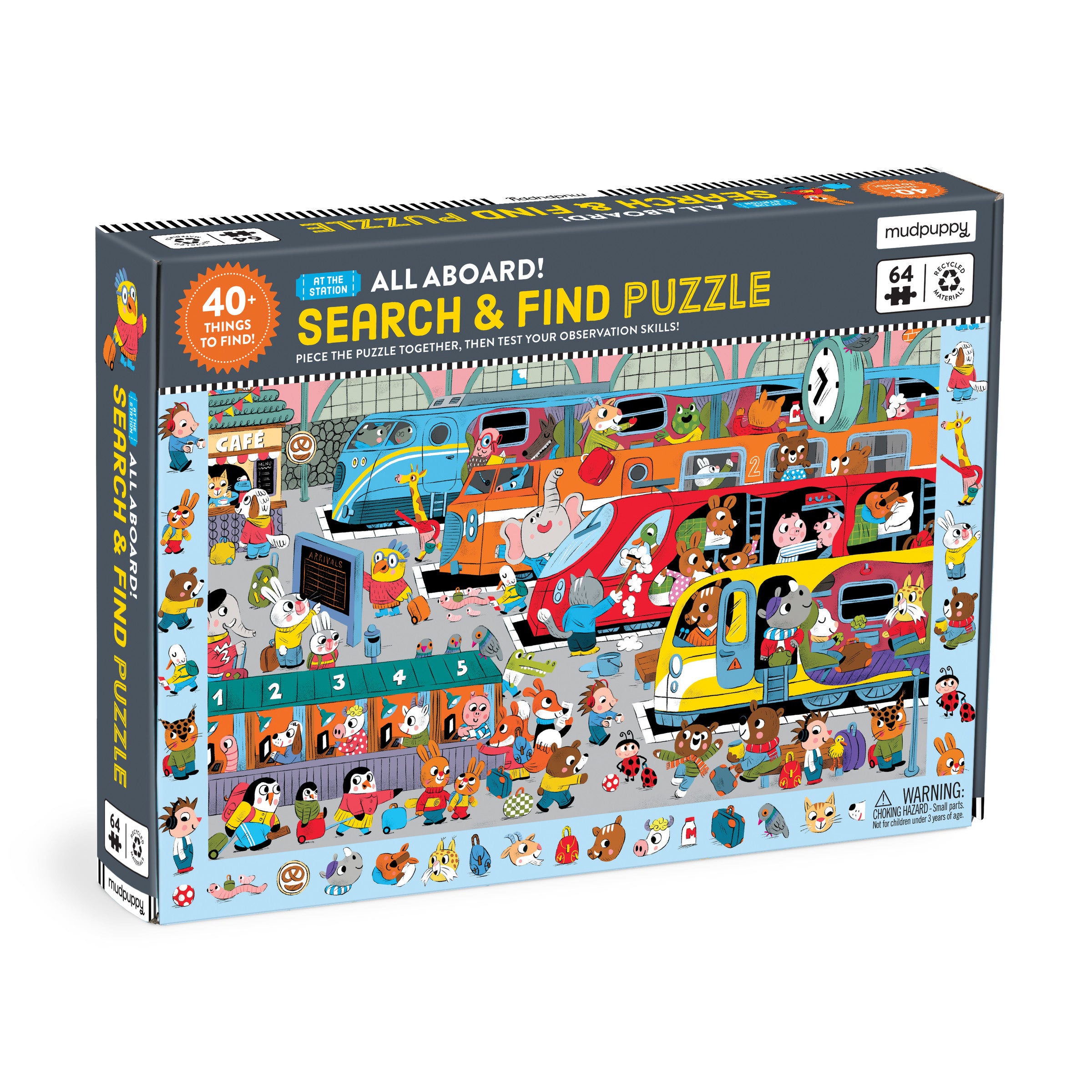 All Aboard! Train Station 64 Piece Search and Find Puzzle-zoom-1