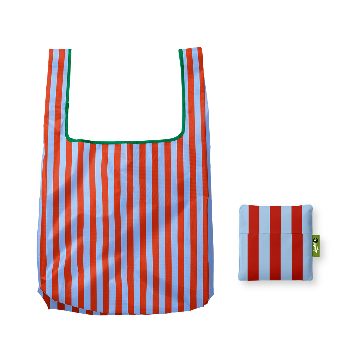 Blue & Maroon Stripes Foldable Nylon Tote-2
