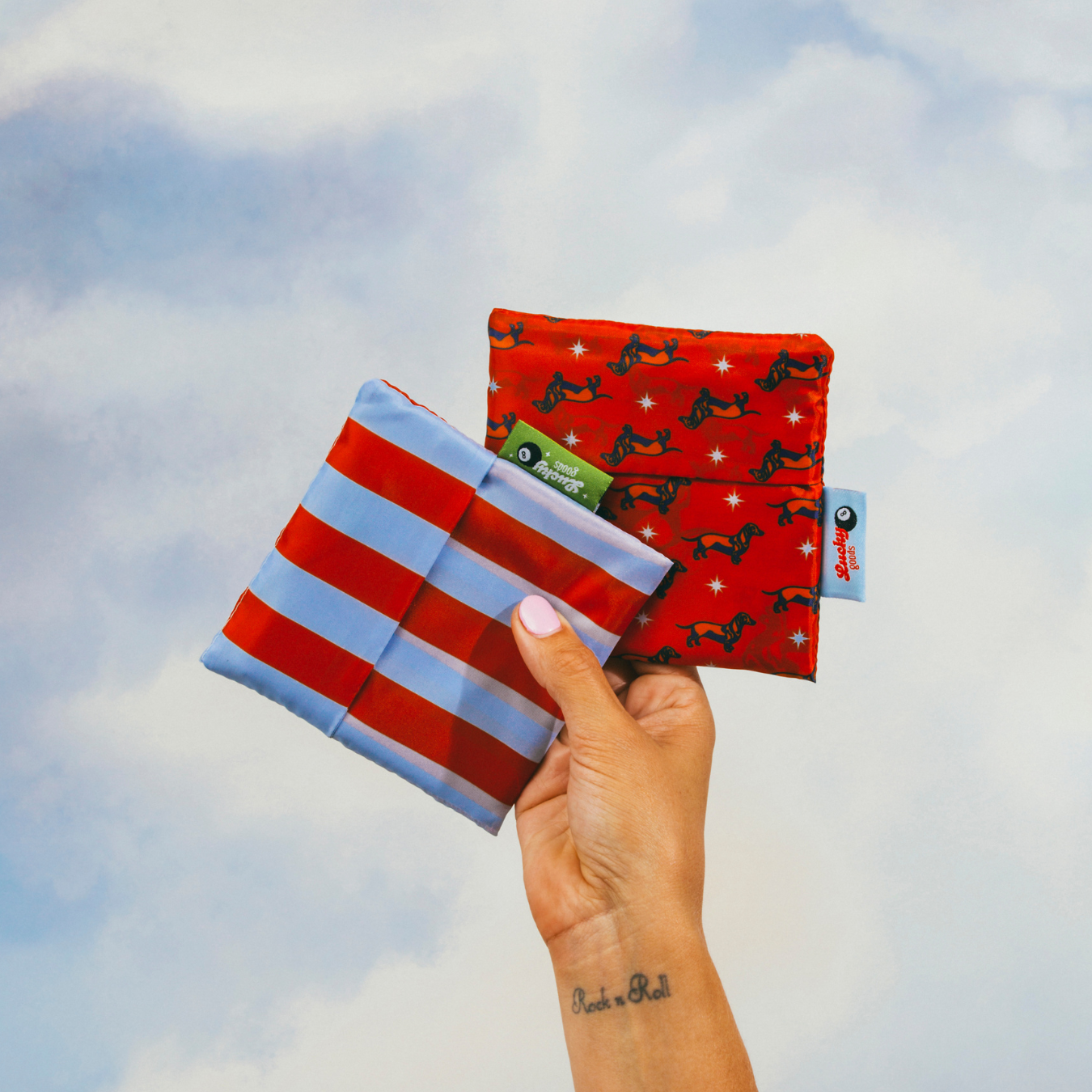 Blue & Maroon Stripes Foldable Nylon Tote-8