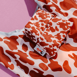 Cow Print Foldable Nylon Tote - Saturday Morning