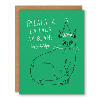 Fa la la la blah - Snitty Kitty Holiday Greeting Card - Saturday Morning