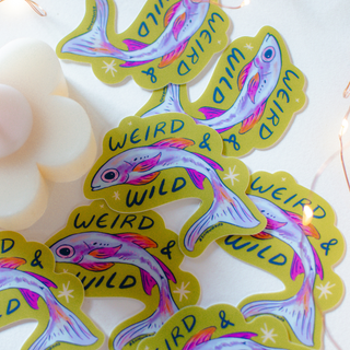 Green Fish Sticker | Weird and Wild Fish Vinyl Die Cut - Saturday Morning