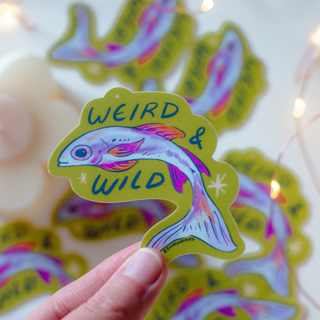 Green Fish Sticker | Weird and Wild Fish Vinyl Die Cut - Saturday Morning