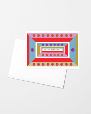 Happy Birthday Geometric Risograph Card - Saturday Morning