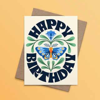 Happy Birthday Greeting Card | Yellow Card | Butterfly - Saturday Morning