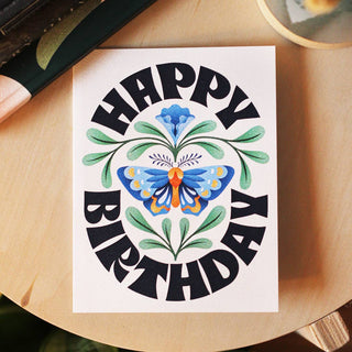 Happy Birthday Greeting Card | Yellow Card | Butterfly - Saturday Morning