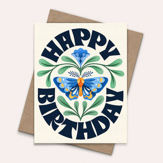 Happy Birthday Greeting Card | Yellow Card | Butterfly - Saturday Morning