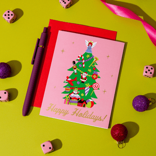Happy Holidays Tree – Foil Christmas Card - Saturday Morning