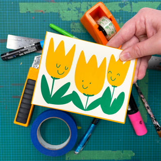 Happy Tulip Trio Everyday Greeting Card - Saturday Morning