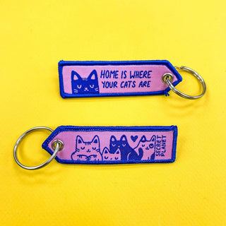 Home Is Where Your Cats Are - Pennant Keychain - Saturday Morning