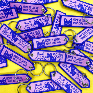 Home Is Where Your Cats Are - Pennant Keychain - Saturday Morning