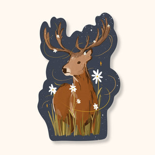 Magical Meadow Deer Sticker | Wildlife Vinyl Diecut Sticker - Saturday Morning
