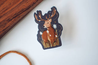 Magical Meadow Deer Sticker | Wildlife Vinyl Diecut Sticker - Saturday Morning