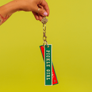 Pickle Girl Embroidered Keychain - Saturday Morning