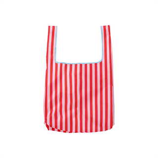 Pink & Red Stripes Foldable Nylon Tote - Saturday Morning
