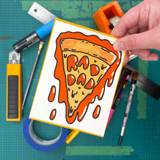 Rad Dad Drippy Pizza Slice Greeting Card - Saturday Morning