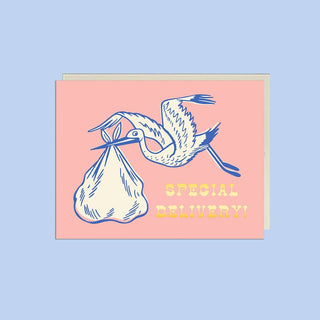 Special Delivery Stork Card – Foil New Baby Card - Saturday Morning