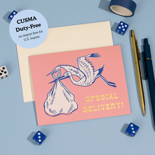 Special Delivery Stork Card – Foil New Baby Card - Saturday Morning
