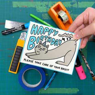 Take Care of Your Back Birthday Greeting Card - Saturday Morning